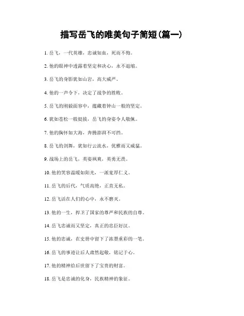 描写岳飞的唯美句子简短(精选两篇)