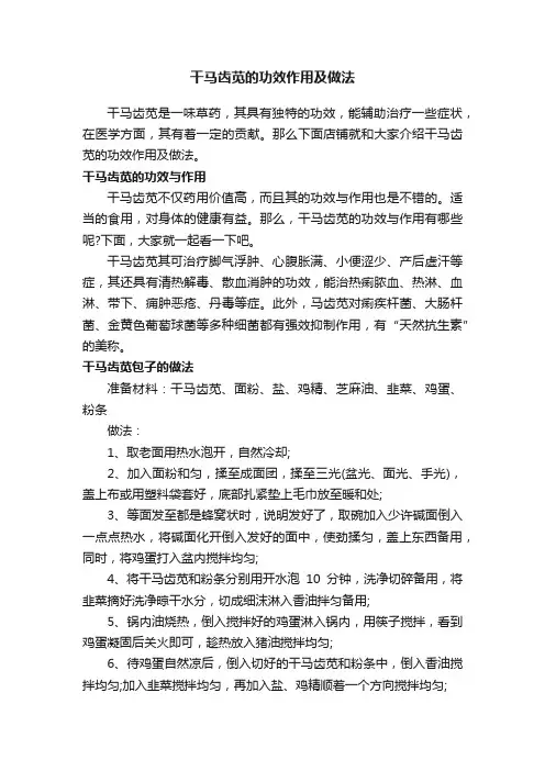 干马齿苋的功效作用及做法