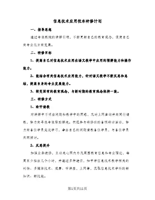 2024年信息技术应用校本研修计划(五篇)