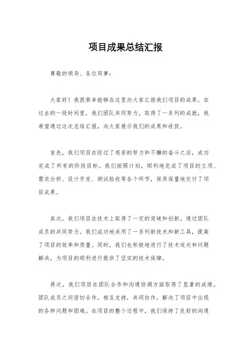 项目成果总结汇报