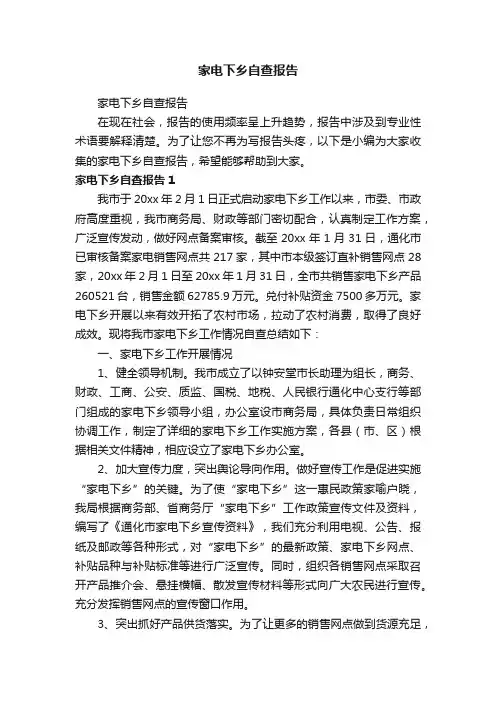家电下乡自查报告