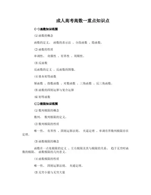 成人高考高数一重点知识点有哪些