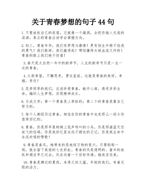 关于青春梦想的句子44句