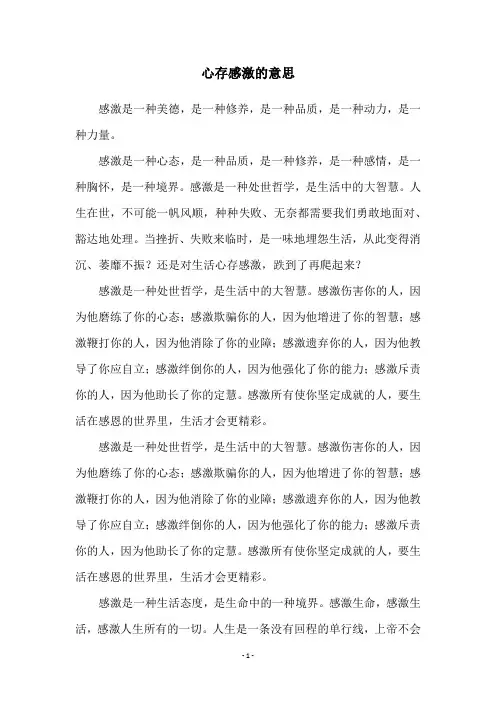 心存感激的意思