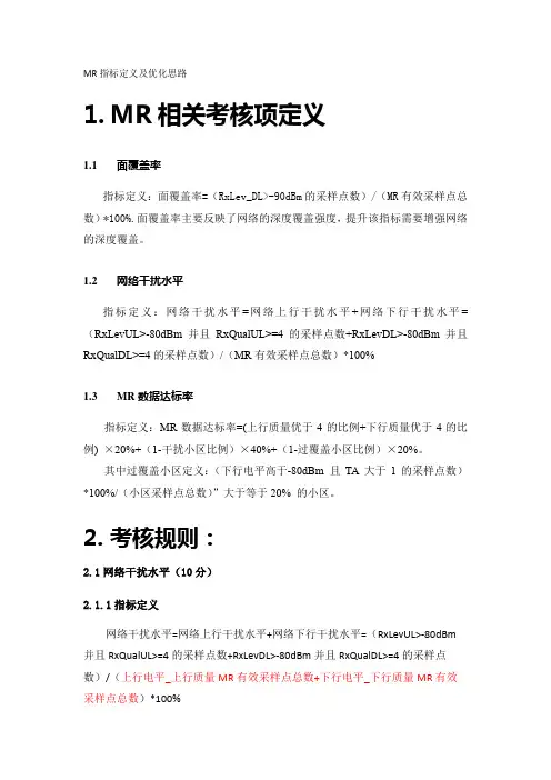 MR指标定义及优化思路