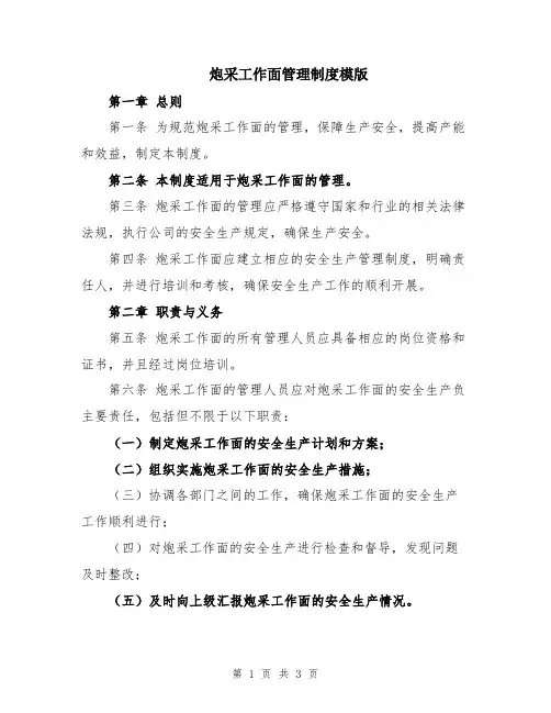 炮采工作面管理制度模版