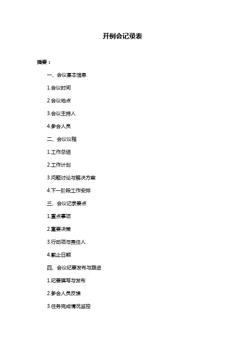 开例会记录表