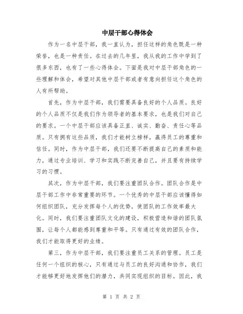 中层干部心得体会