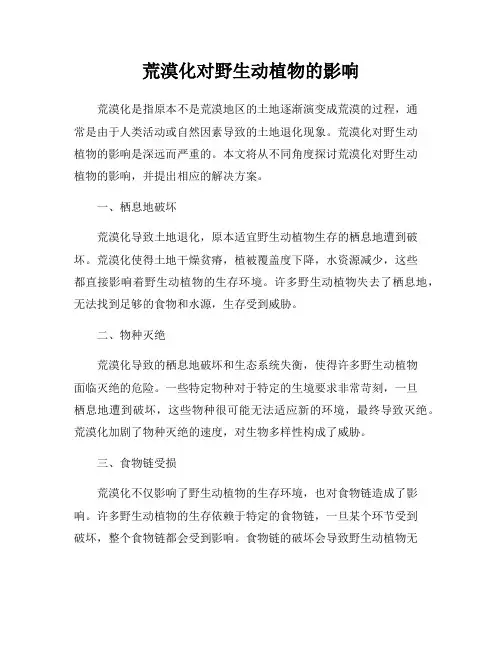 荒漠化对野生动植物的影响
