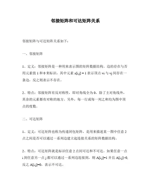 邻接矩阵和可达矩阵关系