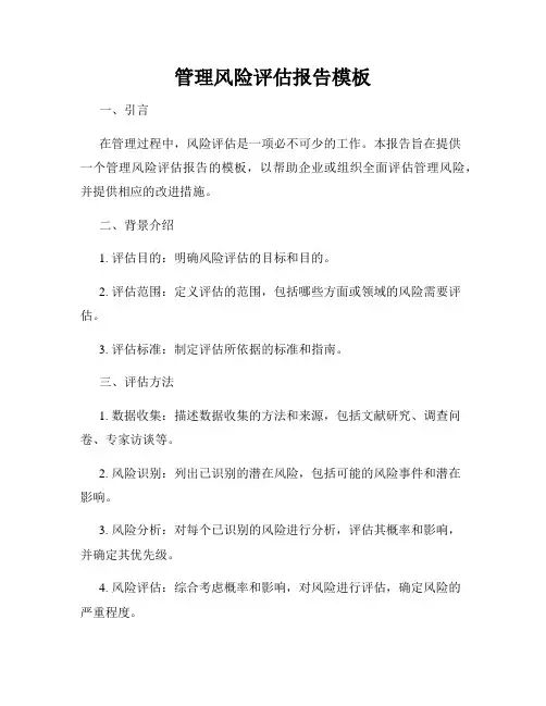 管理风险评估报告模板