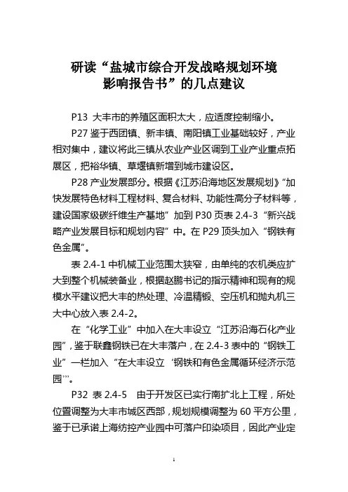研读盐城战略规划报告书