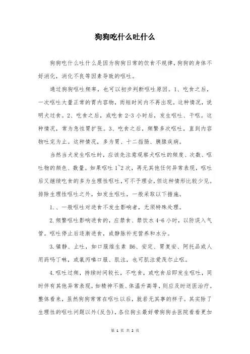 狗狗吃什么吐什么