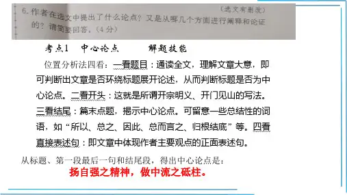 中考专题议论文阅读考点例析答题技巧课件