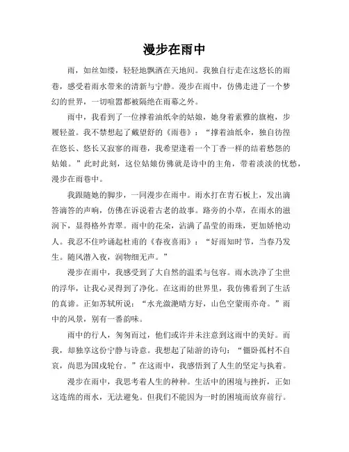 漫步在雨中作文