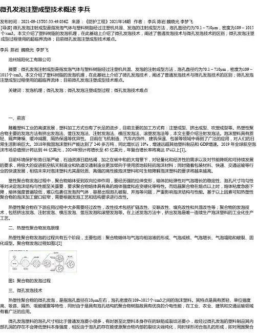微孔发泡注塑成型技术概述李兵