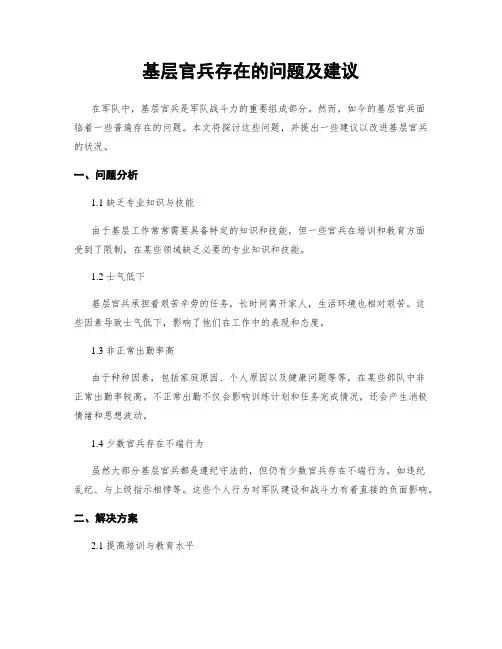 基层官兵存在的问题及建议