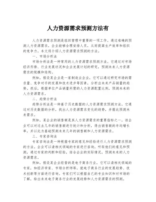 人力资源需求预测方法有