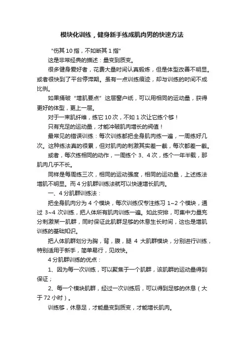 模块化训练，健身新手练成肌肉男的快速方法