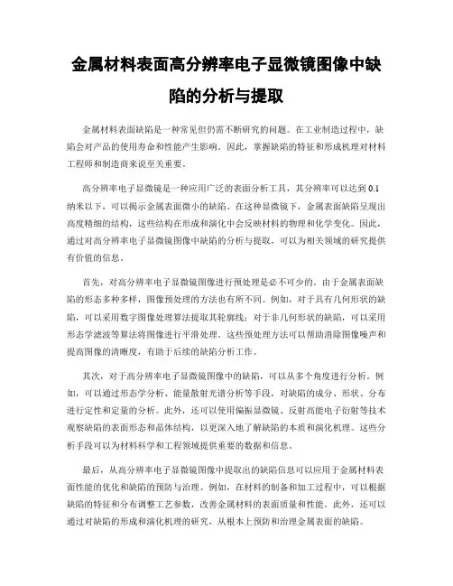 金属材料表面高分辨率电子显微镜图像中缺陷的分析与提取