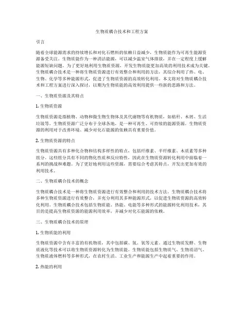 生物质耦合技术和工程方案