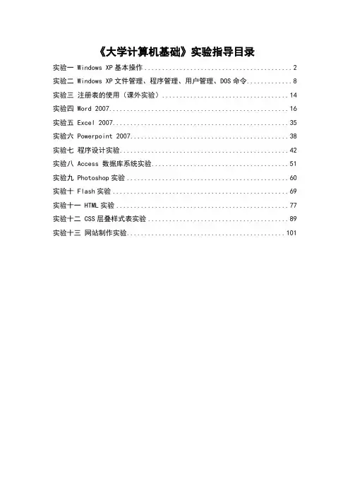 《大学计算机基础》实验指导书2(新