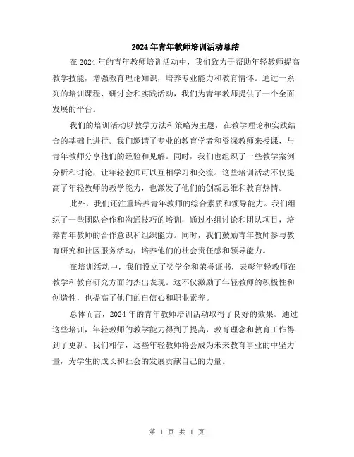 2024年青年教师培训活动总结