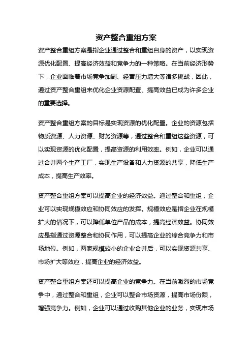 资产整合重组方案