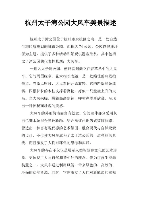 杭州太子湾公园大风车美景描述