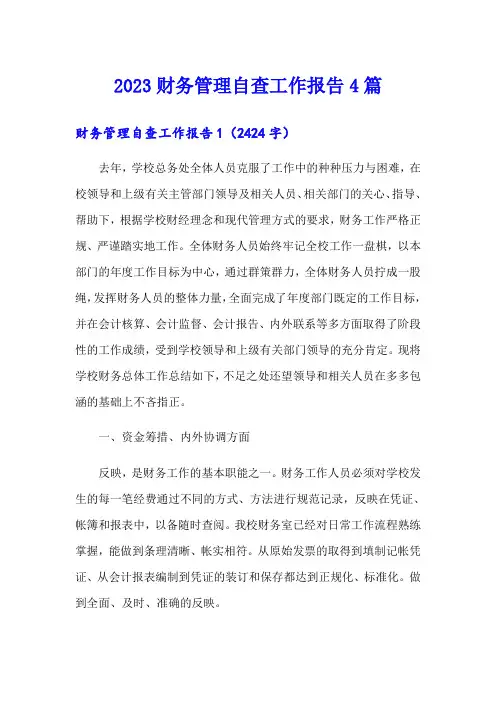 2023财务管理自查工作报告4篇