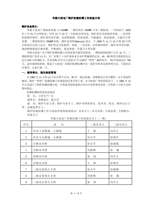 锅炉防磨防爆工作经验(大连华能发电厂)
