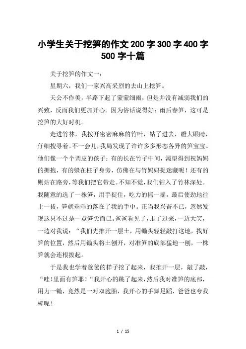 小学生关于挖笋的作文200字300字400字500字十篇