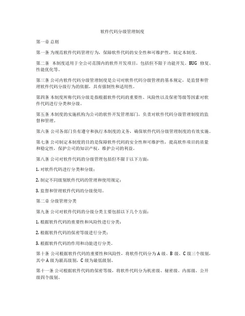 软件代码分级管理制度