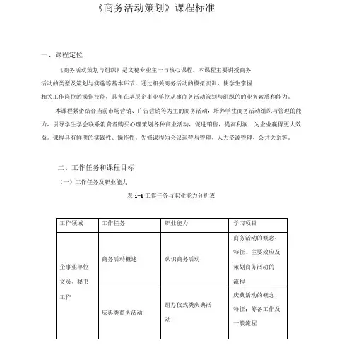 商务活动策划课程标准