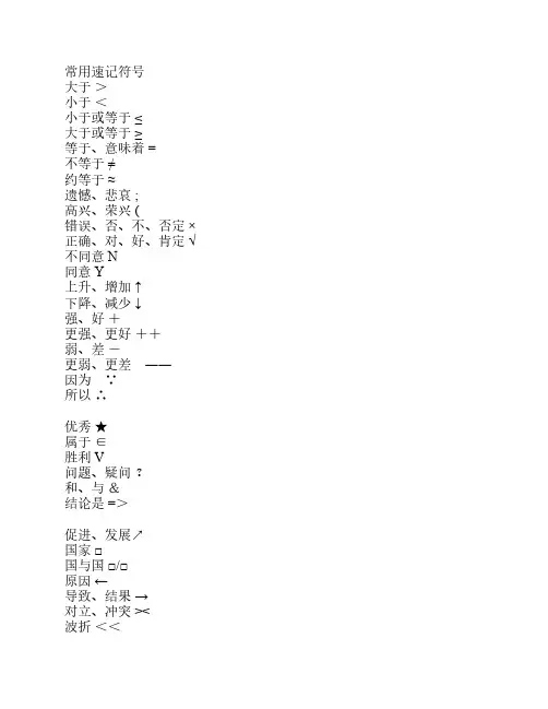 MTI翻译硕士口译必看：常用速记符号