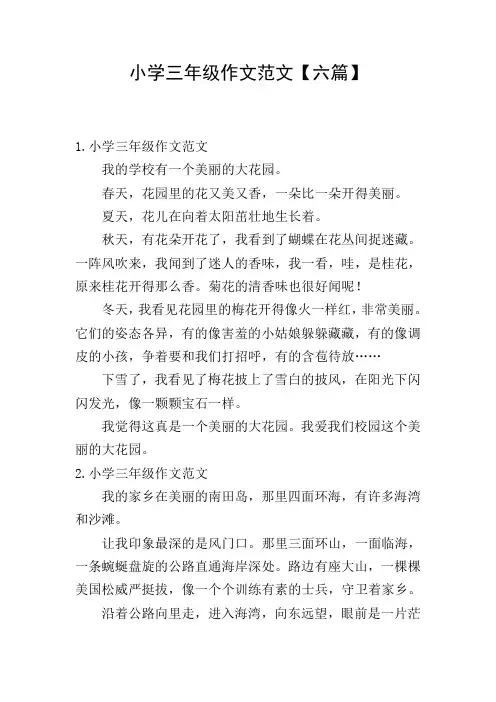 小学三年级作文范文【六篇】