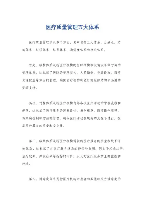 医疗质量管理五大体系