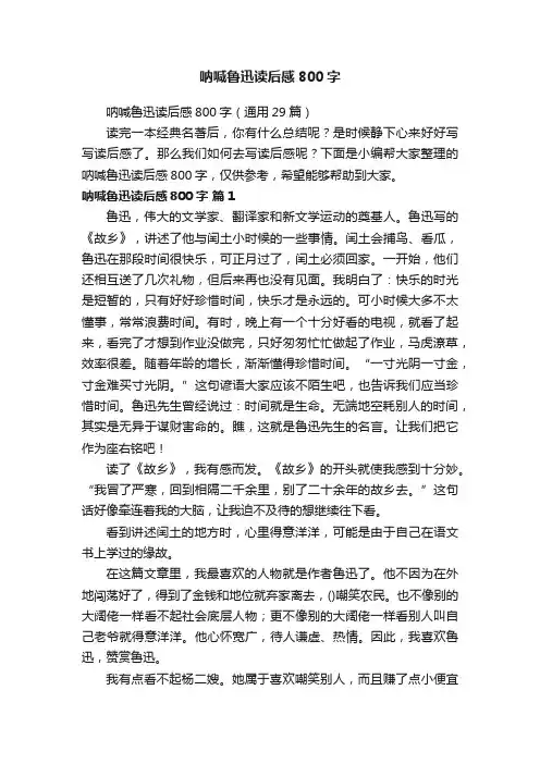 呐喊鲁迅读后感800字（通用29篇）
