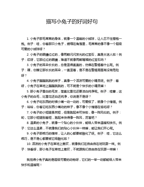 描写小兔子的好词好句