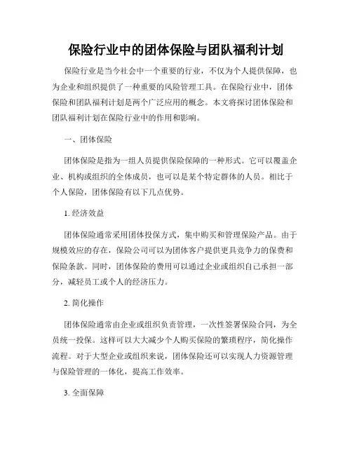 保险行业中的团体保险与团队福利计划