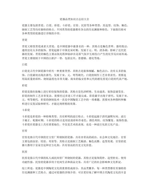 瓷器品类知识点总结大全