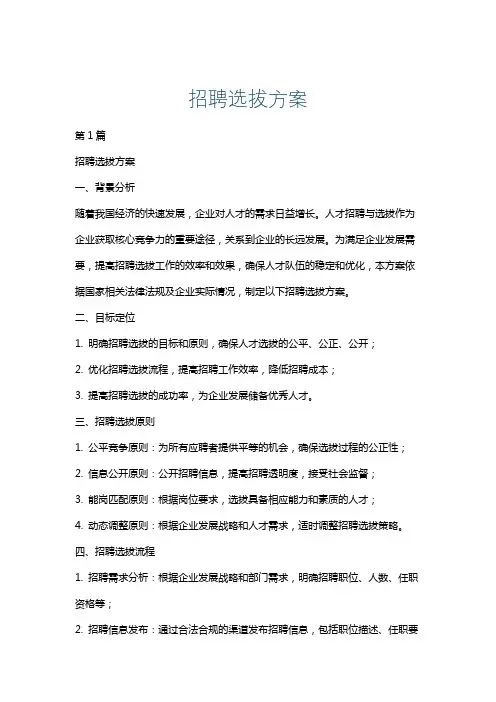 招聘选拔方案