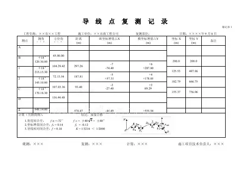 【最新精选】导线点复测记录