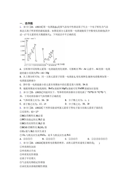 人教版高中化学选修二第一章《原子结构与性质》测试卷(答案解析)