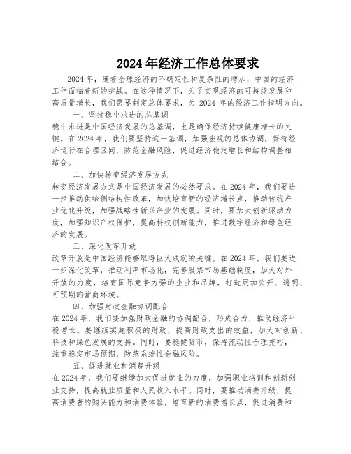 2024年经济工作总体要求
