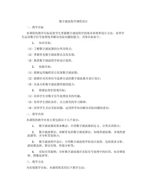 数字滤波程序课程设计