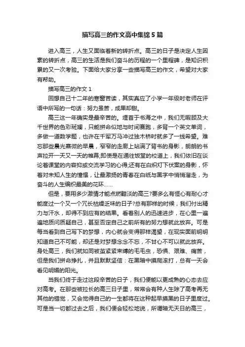 描写高三的作文高中集锦5篇