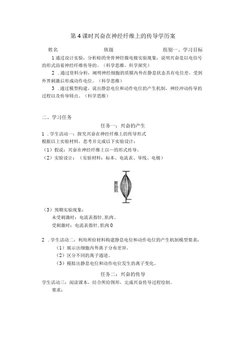 兴奋在神经纤维上的传导学历案