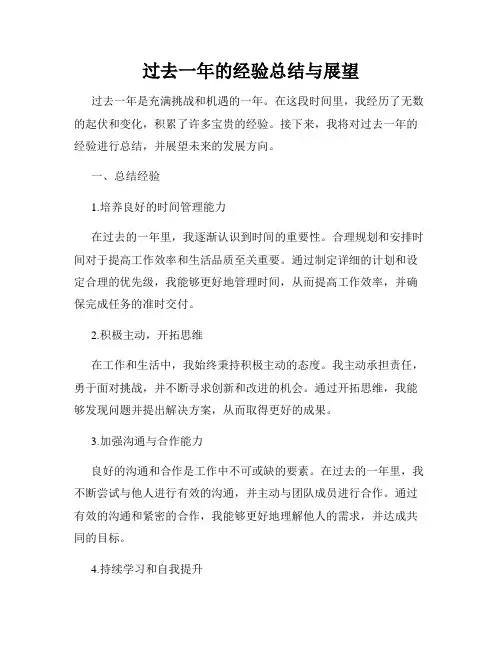 过去一年的经验总结与展望