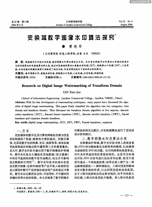 变换域数字图像水印算法探究